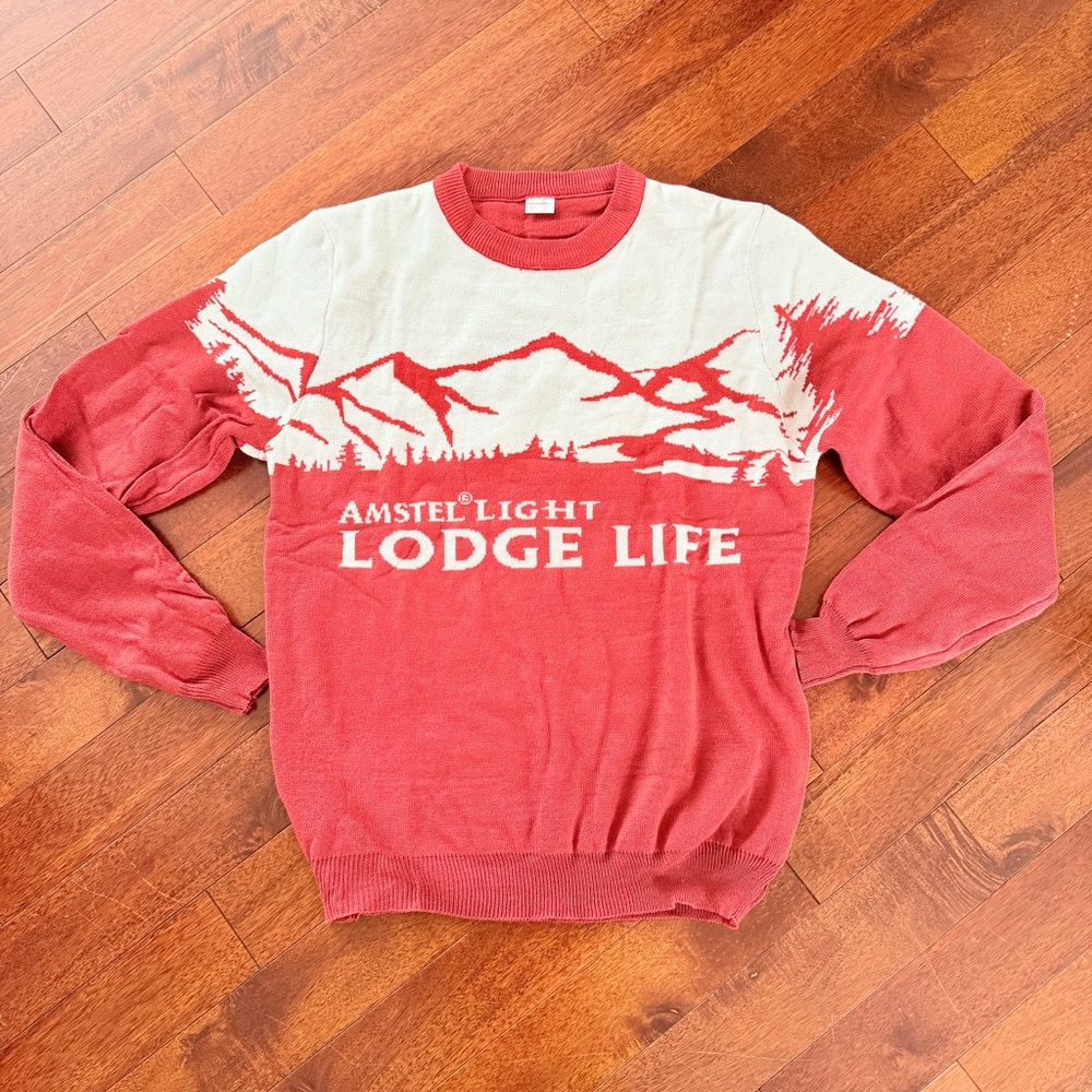 Lodge Life Red and White Crewneck Sweater